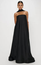 Black Dress Strapless Off the Shoulder Sleeveless Maxi Dress A-Line Solid Color Backless Fashion Prom Dress