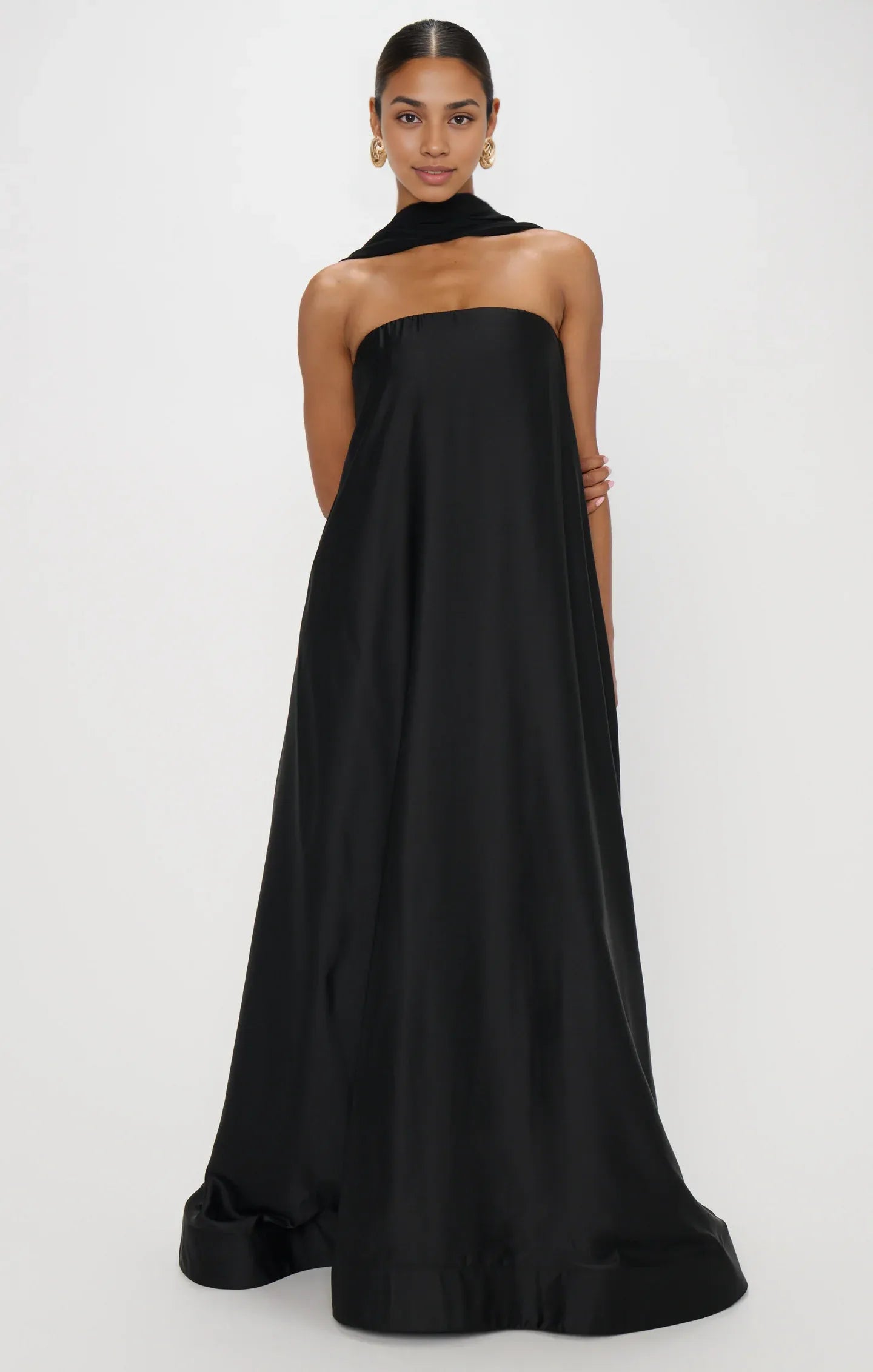 Black Dress Strapless Off the Shoulder Sleeveless Maxi Dress A-Line Solid Color Backless Fashion Prom Dress