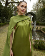 Dress Stunning Straight Tube Cold Shoulder Evening Dress Sleeveless Low Open Back Solid Color Scarf Prom Dress