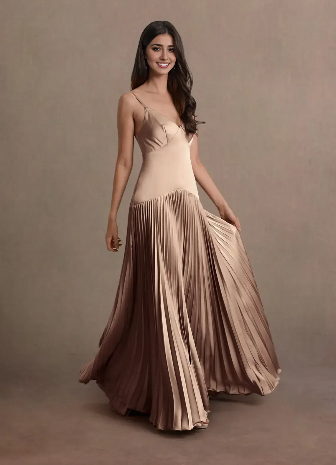 Blue Dress Spaghetti Straps V Neck Elegant Maxi Dress Prom Dress Sleeveless Backless A-Line Evening Dress