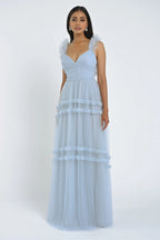 Dress Elegant Sweetheart Sleeveless Evening Dress Bridesmaid Dress Ruffled Straps A-Line Floor-Length Back Zip Prom Dress