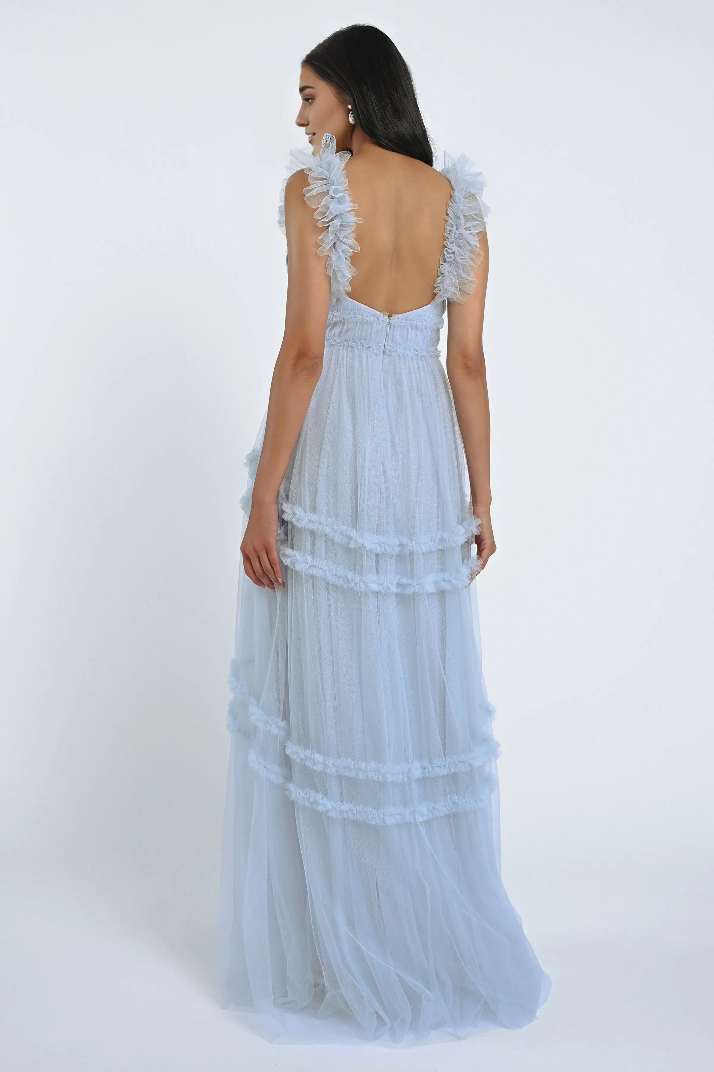 Dress Elegant Sweetheart Sleeveless Evening Dress Bridesmaid Dress Ruffled Straps A-Line Floor-Length Back Zip Prom Dress