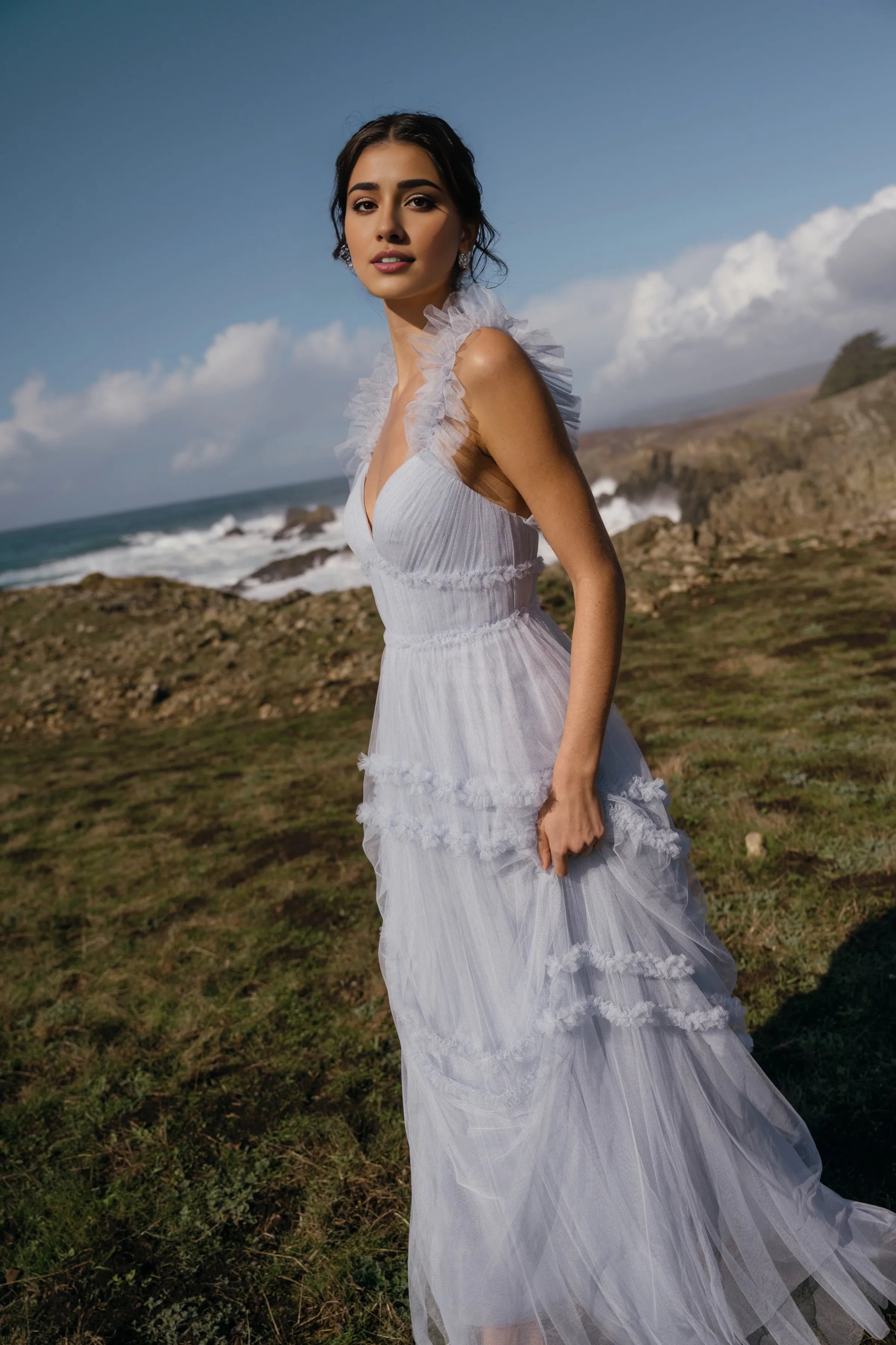 Dress Elegant Sweetheart Sleeveless Evening Dress Bridesmaid Dress Ruffled Straps A-Line Floor-Length Back Zip Prom Dress