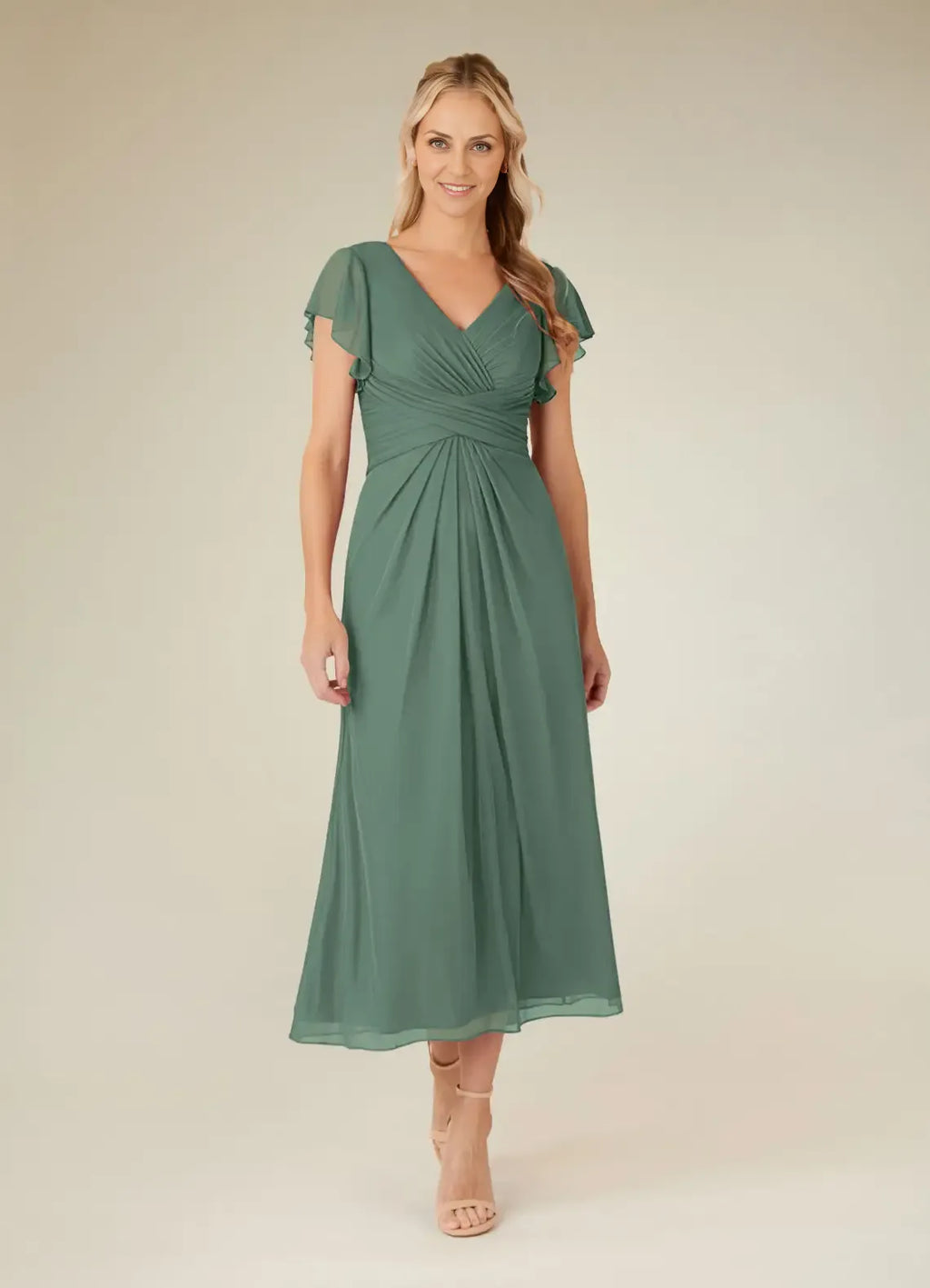Dress V-Neck Pleated A-Line Mother Of The Bride Evening Dress Elegant Short Sleeve Back Zip Plus Size Mother Of The Groom Dresses