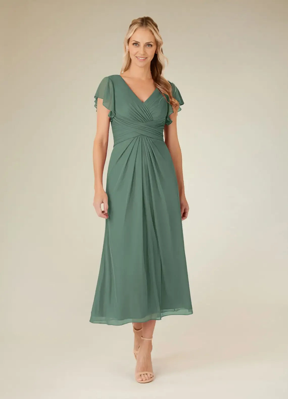 Dress V-Neck Pleated A-Line Mother Of The Bride Evening Dress Elegant Short Sleeve Back Zip Plus Size Mother Of The Groom Dresses