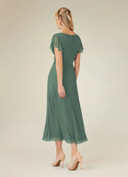 Dress V-Neck Pleated A-Line Mother Of The Bride Evening Dress Elegant Short Sleeve Back Zip Plus Size Mother Of The Groom Dresses