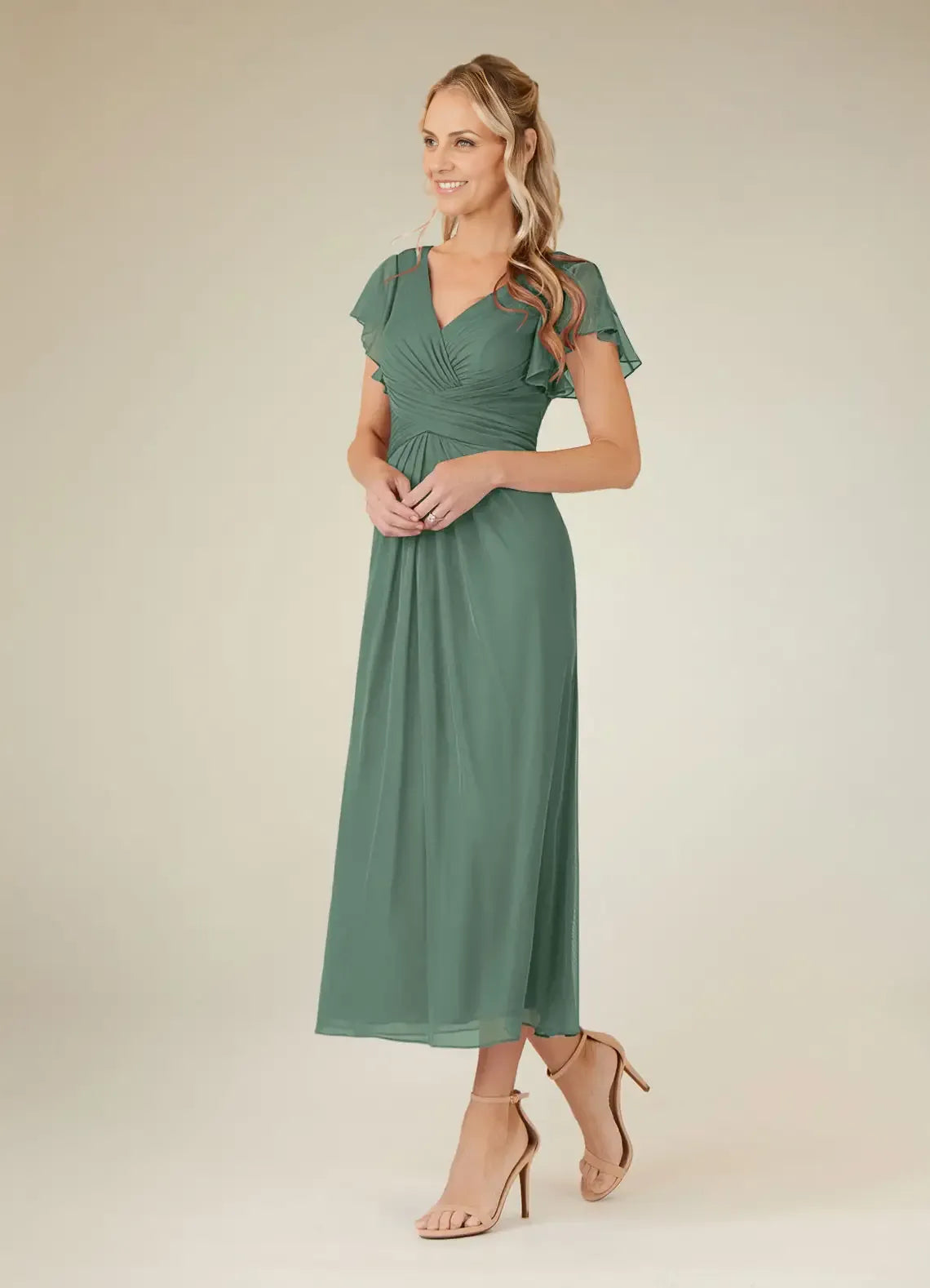 Dress V-Neck Pleated A-Line Mother Of The Bride Evening Dress Elegant Short Sleeve Back Zip Plus Size Mother Of The Groom Dresses