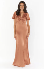 Dress V Neck Sage Short Sleeve Maxi Dress Column Solid Color Full Coverage Simple Prom Dress