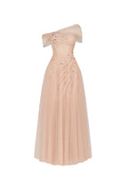 Dress Vintage A-line Asymmetric Sleeved Floor Length Dress Off the Shoulder Pleated Zipper Up Prom Dress