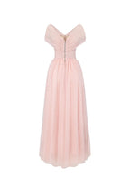 Dress Vintage A-line V-Neck Midi Dress Off the Shoulder Pleated Zipper Up Cap Sleeve Evening Dress