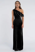 Dress Vintage Asymmetrical Off The Shoulder Neck Evening Dress Bridesmaid Dress Floor-Length A-Line Low Open Back Prom Dress