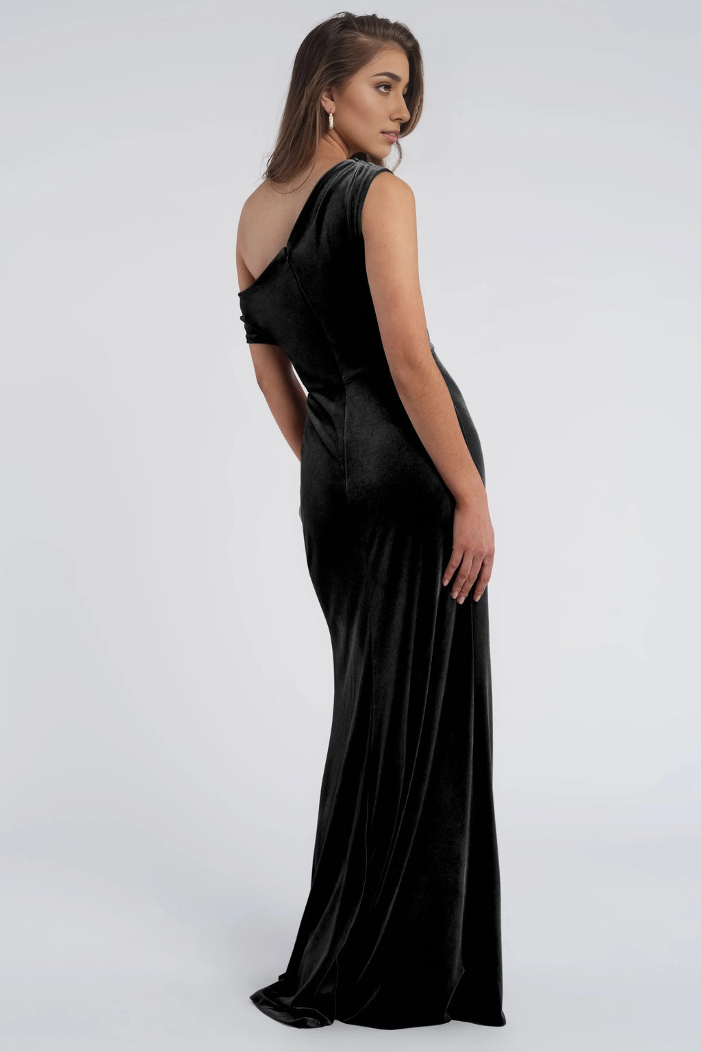 Dress Vintage Asymmetrical Off The Shoulder Neck Evening Dress Bridesmaid Dress Floor-Length A-Line Low Open Back Prom Dress