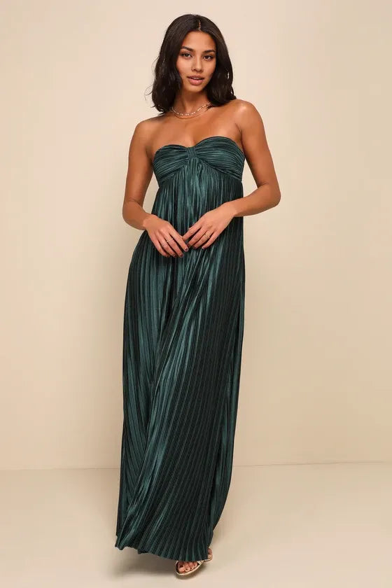 Black Dress Vintage Sweetheart Strapless Maxi Dress Evening Dress A-Line Sleeveless Prom Dress