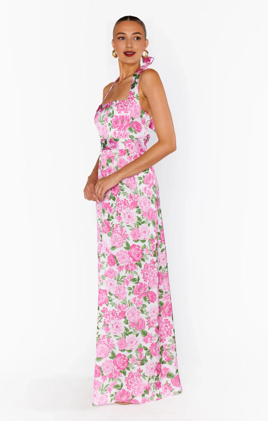 Dress Vintage Flower Printed Halter Neck Sleeveless Maxi Dress A-Line Backless Prom Dress