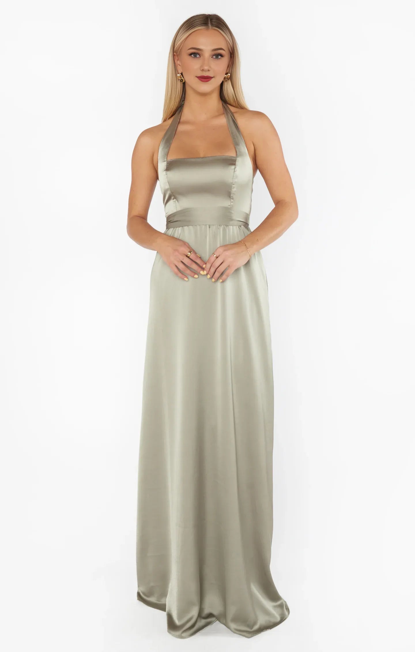Dress Vintage Halter Neck Sleeveless Maxi Dress A-Line Solid Color Backless Prom Dress