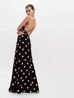 Dress Vintage Polka Dots Spaghetti Straps Sleeveless Mermaid Prom Dress Maxi Dress Backless Evening Dress