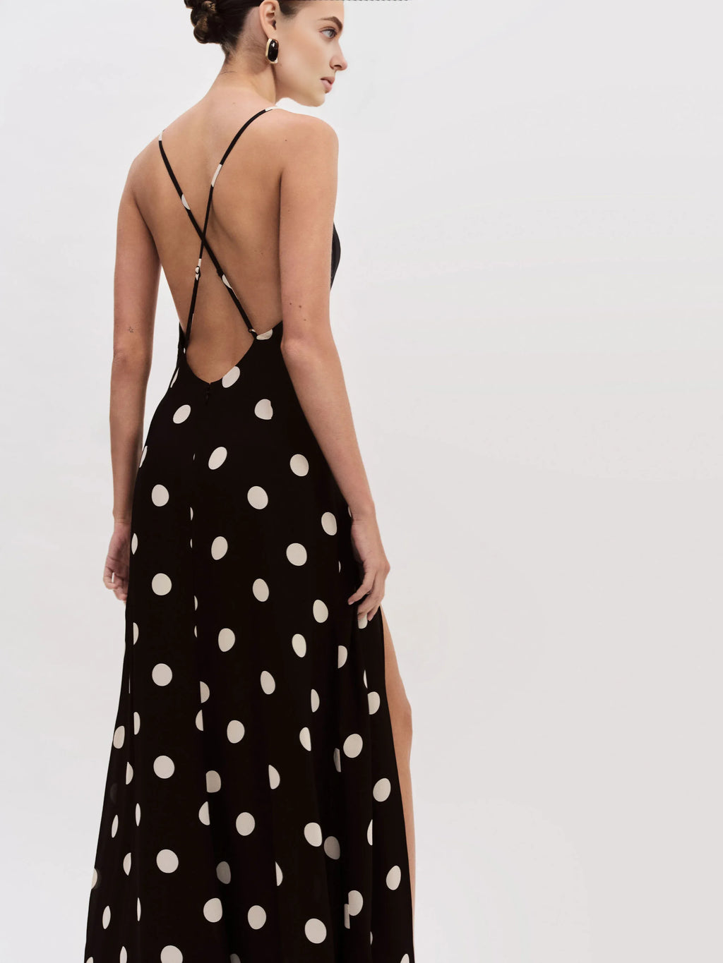 Dress Vintage Polka Dots Spaghetti Straps Sleeveless Mermaid Prom Dress Maxi Dress Backless Evening Dress