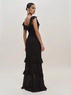 Dress Vintage Round Neck Cap Sleeve Mermaid Prom Dress Maxi Dress Sheath Backless Polka Dots Evening Dress