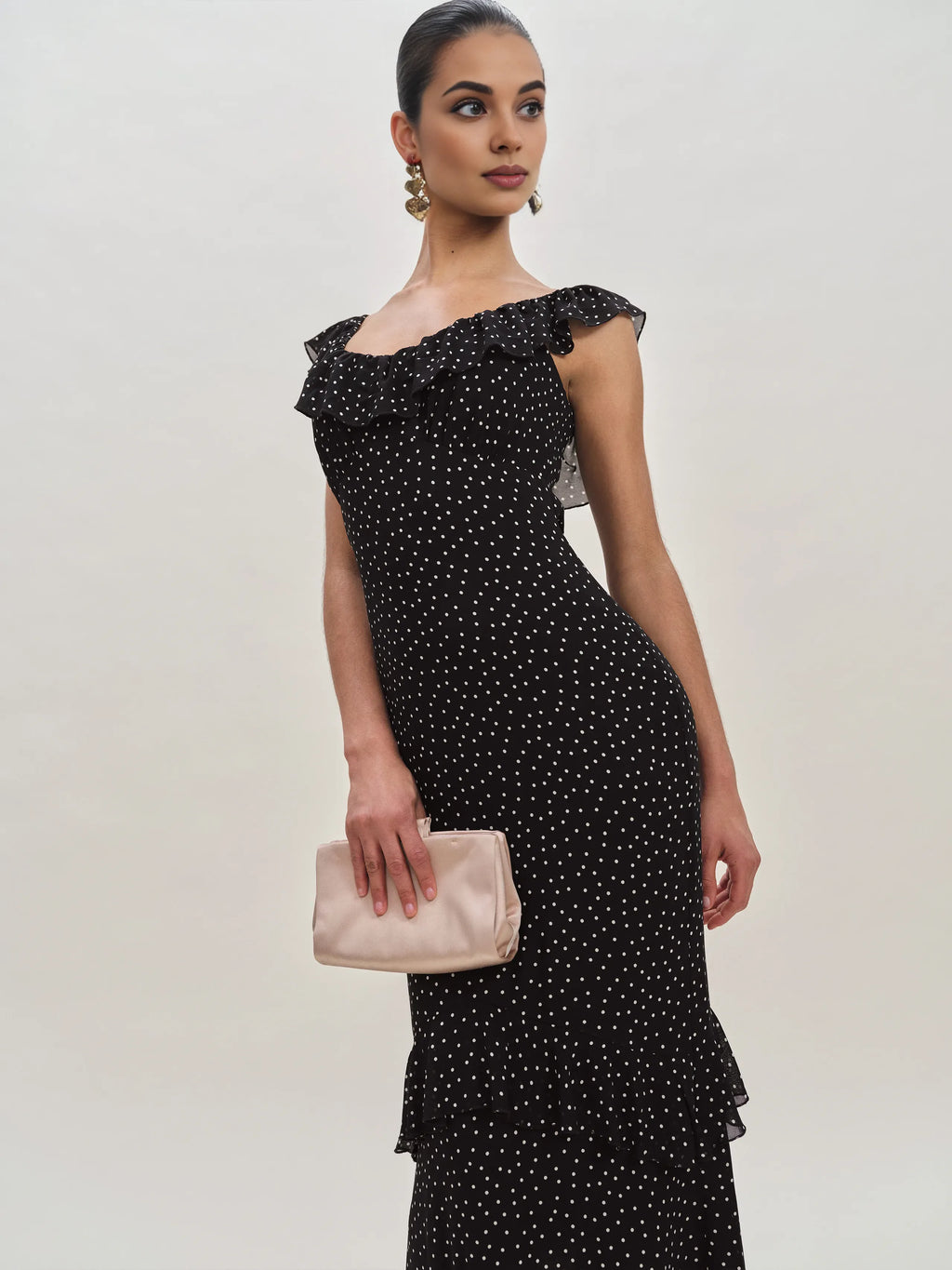 Dress Vintage Round Neck Cap Sleeve Mermaid Prom Dress Maxi Dress Sheath Backless Polka Dots Evening Dress