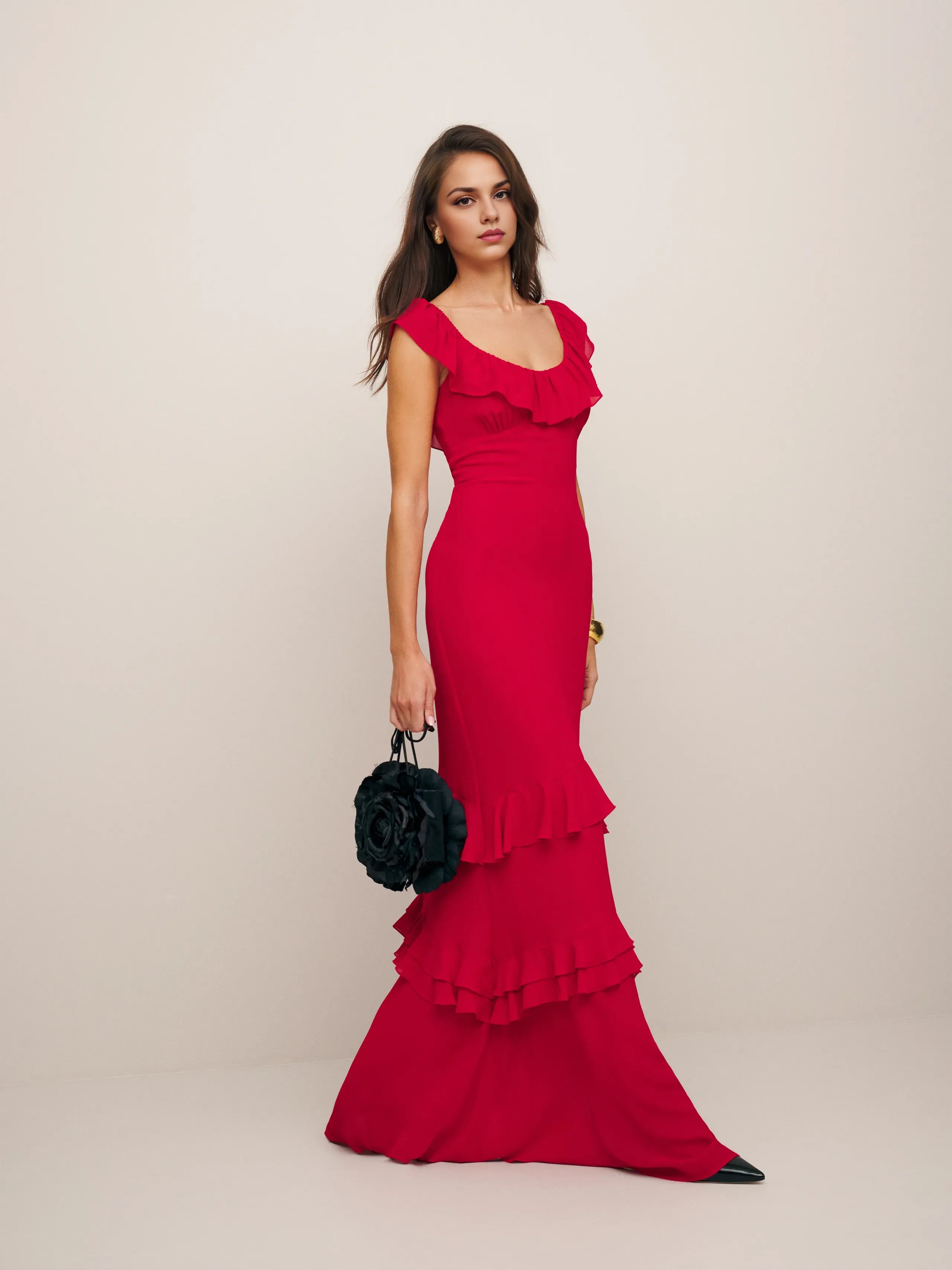 Dress Vintage Round Neck Cap Sleeve Mermaid Prom Dress Maxi Dress Sheath Backless Solid Color Evening Dress