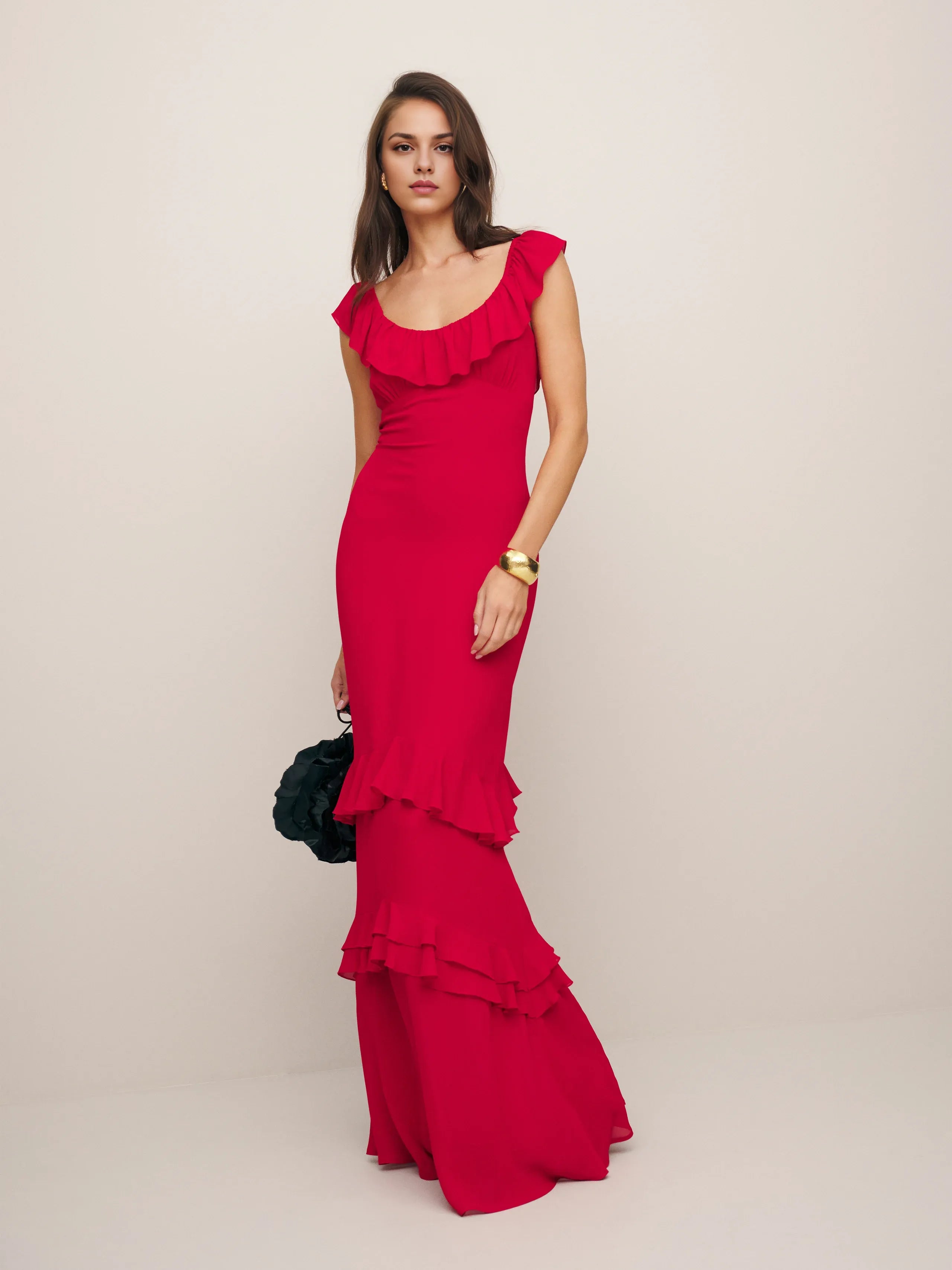 Dress Vintage Round Neck Cap Sleeve Mermaid Prom Dress Maxi Dress Sheath Backless Solid Color Evening Dress