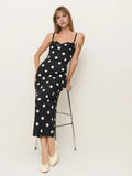 Dress Vintage Spaghetti Straps Sweetheart Sleeveless Mermaid Prom Dress Maxi Dress Backless Asymmetrical Hem Polka Dots Evening Dress