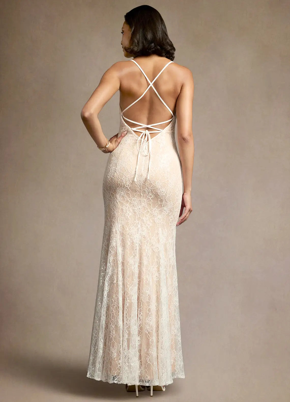 White Dress Romantic Spaghetti Straps Maxi Dress Sleeveless Slit Up Mermaid Backless Prom Dress