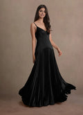 Blue Dress Spaghetti Straps V Neck Elegant Maxi Dress Prom Dress Sleeveless Backless A-Line Evening Dress