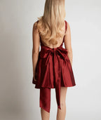 White Dress Charming Bow Back Pleated Dress Mini Dress A-Line Sleeveless Homecoming Dress