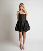 White Dress Charming Bow Back Pleated Dress Mini Dress A-Line Sleeveless Homecoming Dress