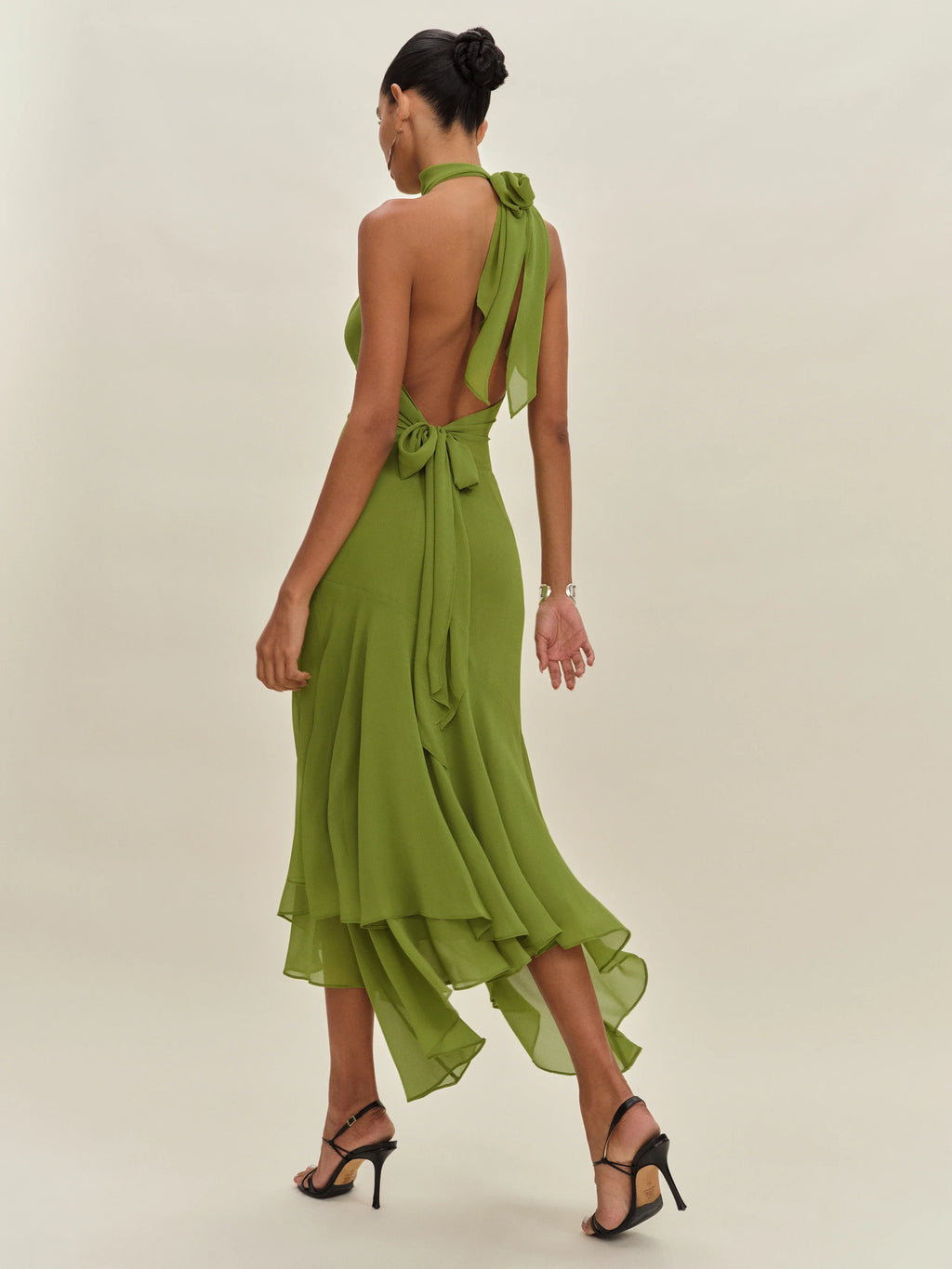 Dress Elegant High Neck Sleeveless Mermaid Prom Dress Maxi Dress Backless Ruffle Evening Dress With Bow