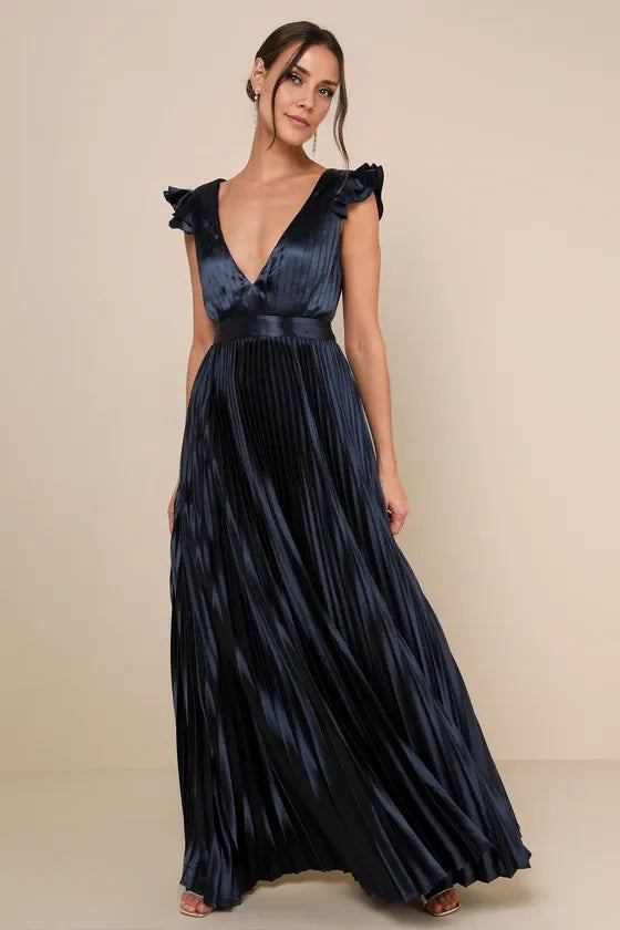 Sage Green Dress Fashion Lace-Up Pleated Maxi Dress Evening Dress A-line Sleeveless Ruffles Prom Dress