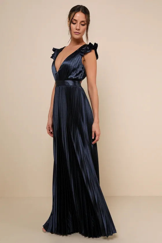 Sage Green Dress Fashion Lace-Up Pleated Maxi Dress Evening Dress A-line Sleeveless Ruffles Prom Dress