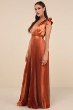 Sage Green Dress Fashion Lace-Up Pleated Maxi Dress Evening Dress A-line Sleeveless Ruffles Prom Dress