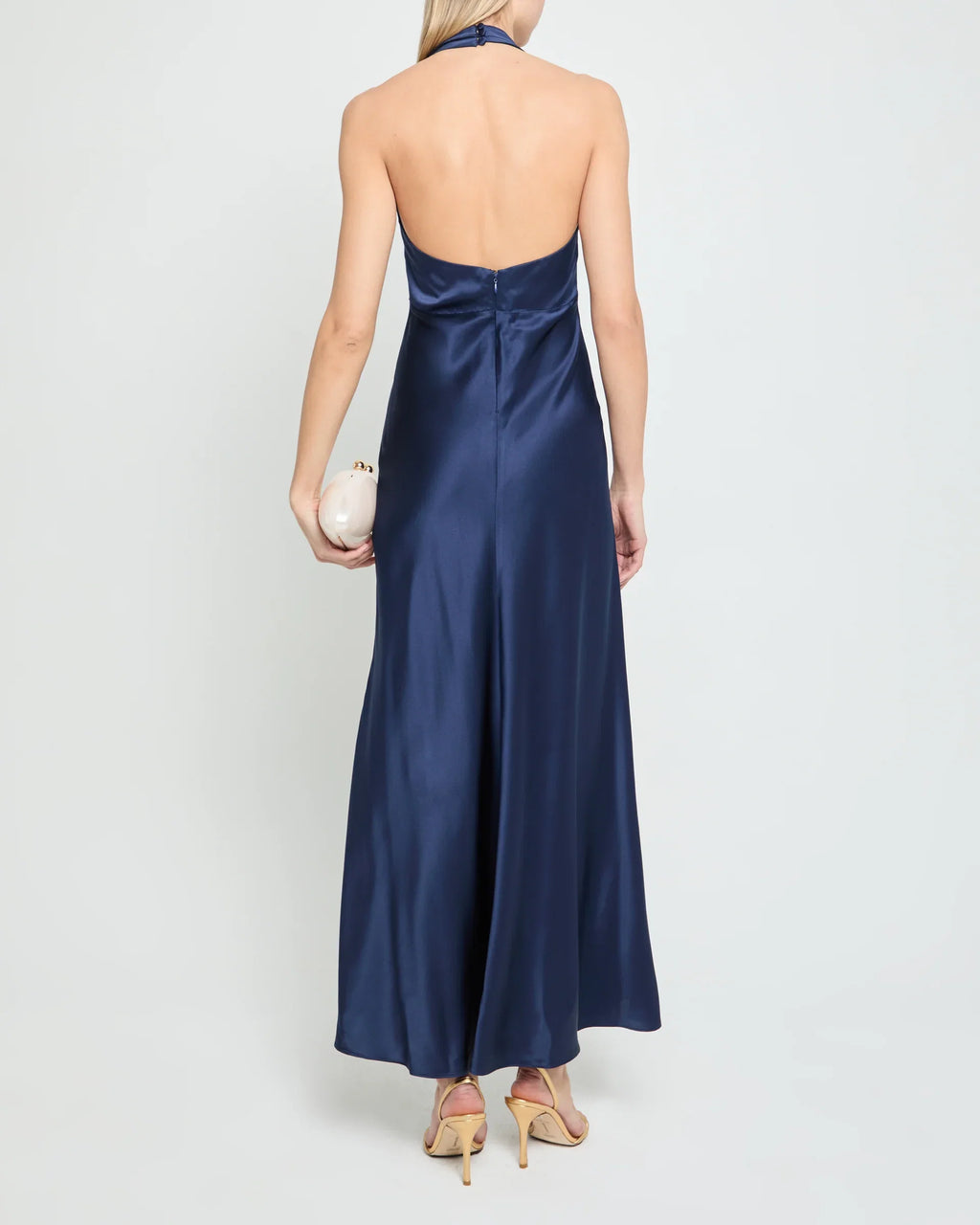 Dress Fashion Sheath Ankle-Length Sleeveless Party Dresses Halter Neck Solid Color Open Back Evening Dress