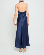 Dress Fashion Sheath Ankle-Length Sleeveless Party Dresses Halter Neck Solid Color Open Back Evening Dress