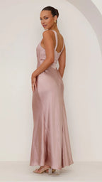 Yellow Dress Minimalist V Neck Regular Straps Maxi Dress Sheath Backless Solid Color Sleeveless Prom Dress