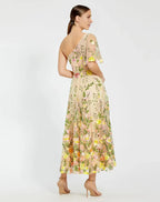Pink Dress Pink One Shoulder Embroide Dress Maxi Dress Evening Dress A-Line One Short Sleeve Prom Dress