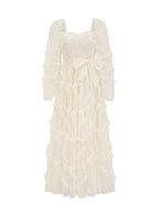 Dress Ruffles Dress Illusion Sleeves Fashion Polka Dot Layered Square Neck Party Prom Dresses