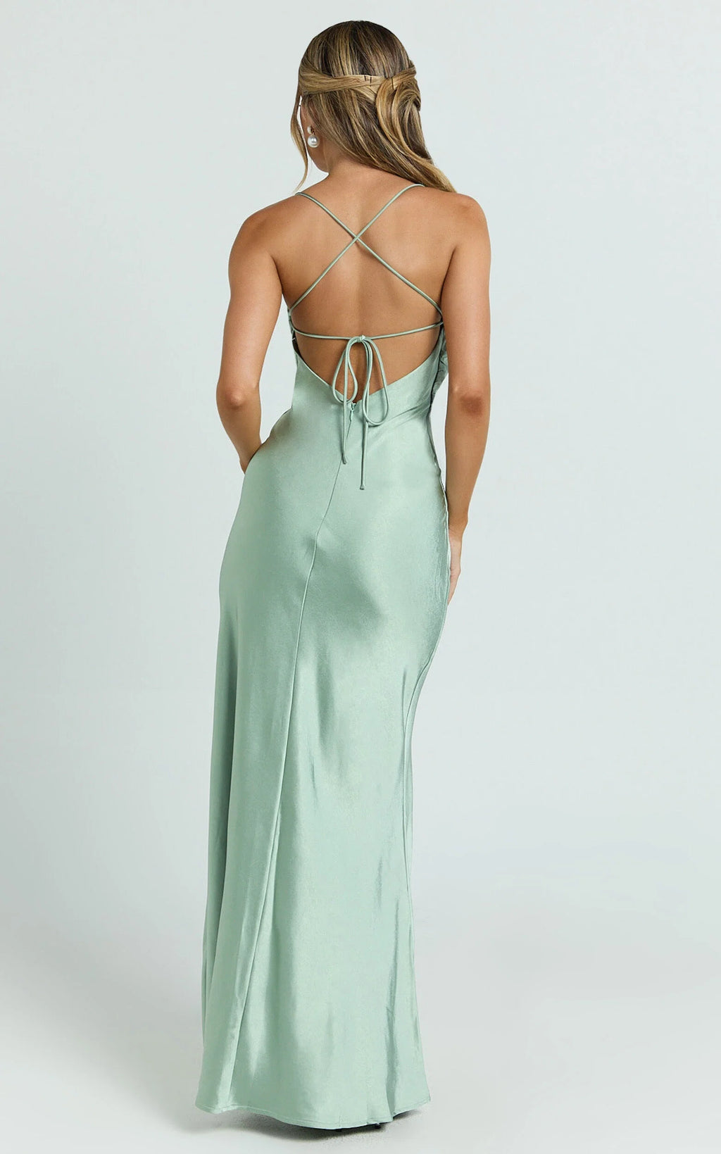 Dress Sexy Square Cowl Neck Maxi Dress Sleeveless Low Back Dress Sage Up Evening Dress
