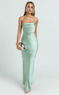 Dress Sexy Square Cowl Neck Maxi Dress Sleeveless Low Back Dress Sage Up Evening Dress