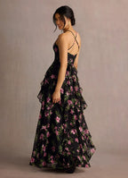 Dress Spaghetti Straps V Neck Elegant Maxi Dress Prom Dress Sleeveless Backless Flower Printed A-Line Evening Dress
