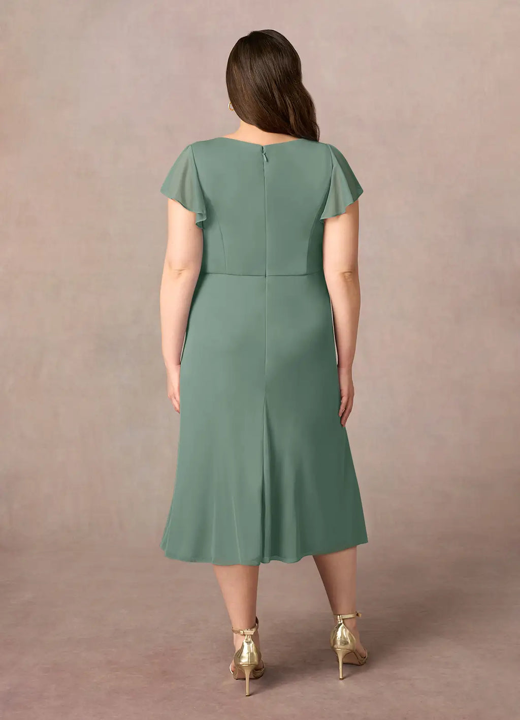Dress V-Neck Pleated A-Line Mother Of The Bride Evening Dress Elegant Short Sleeve Back Zip Plus Size Mother Of The Groom Dresses