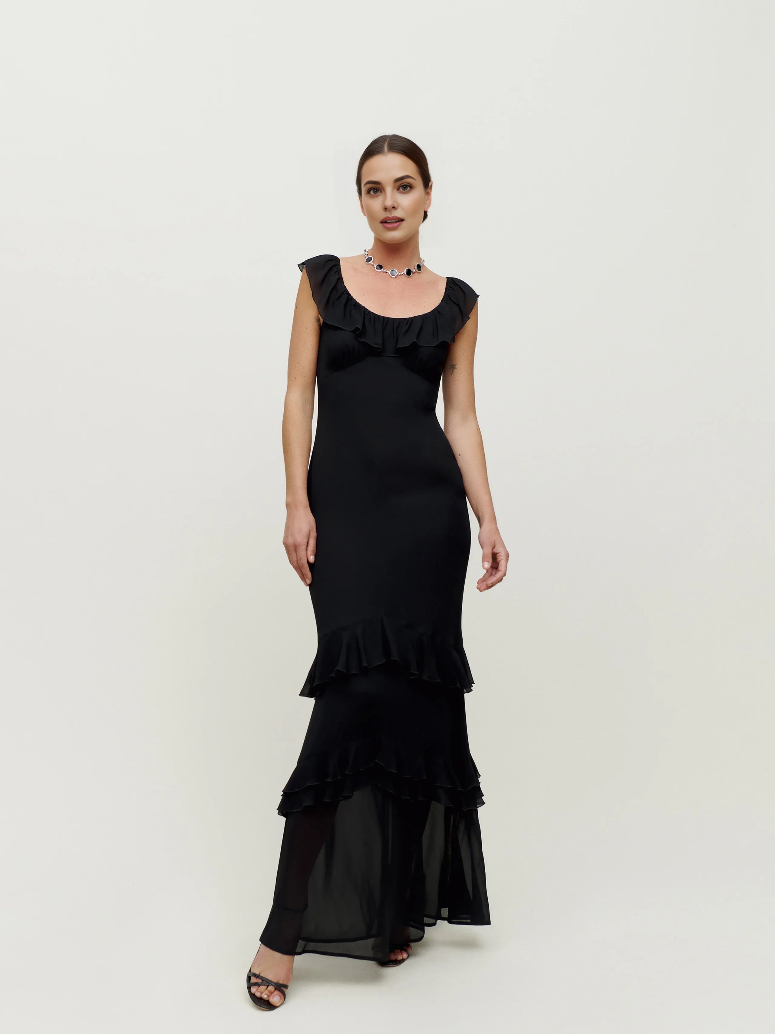Dress Vintage Round Neck Cap Sleeve Mermaid Prom Dress Maxi Dress Sheath Backless Solid Color Evening Dress