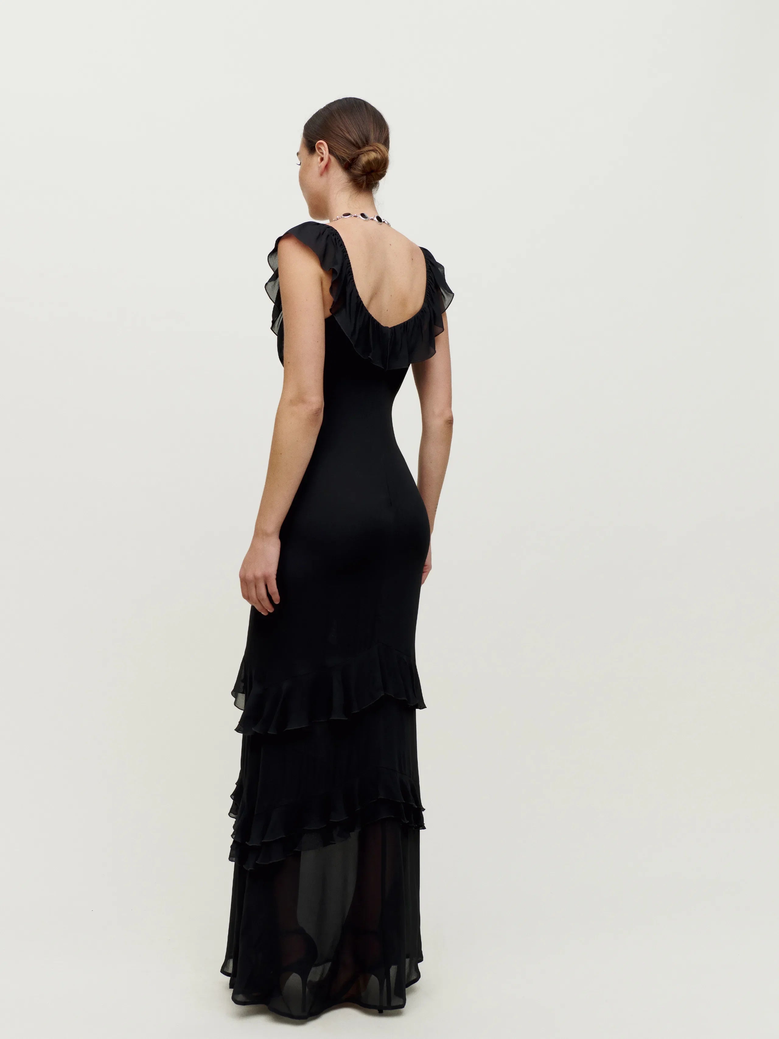 Dress Vintage Round Neck Cap Sleeve Mermaid Prom Dress Maxi Dress Sheath Backless Solid Color Evening Dress