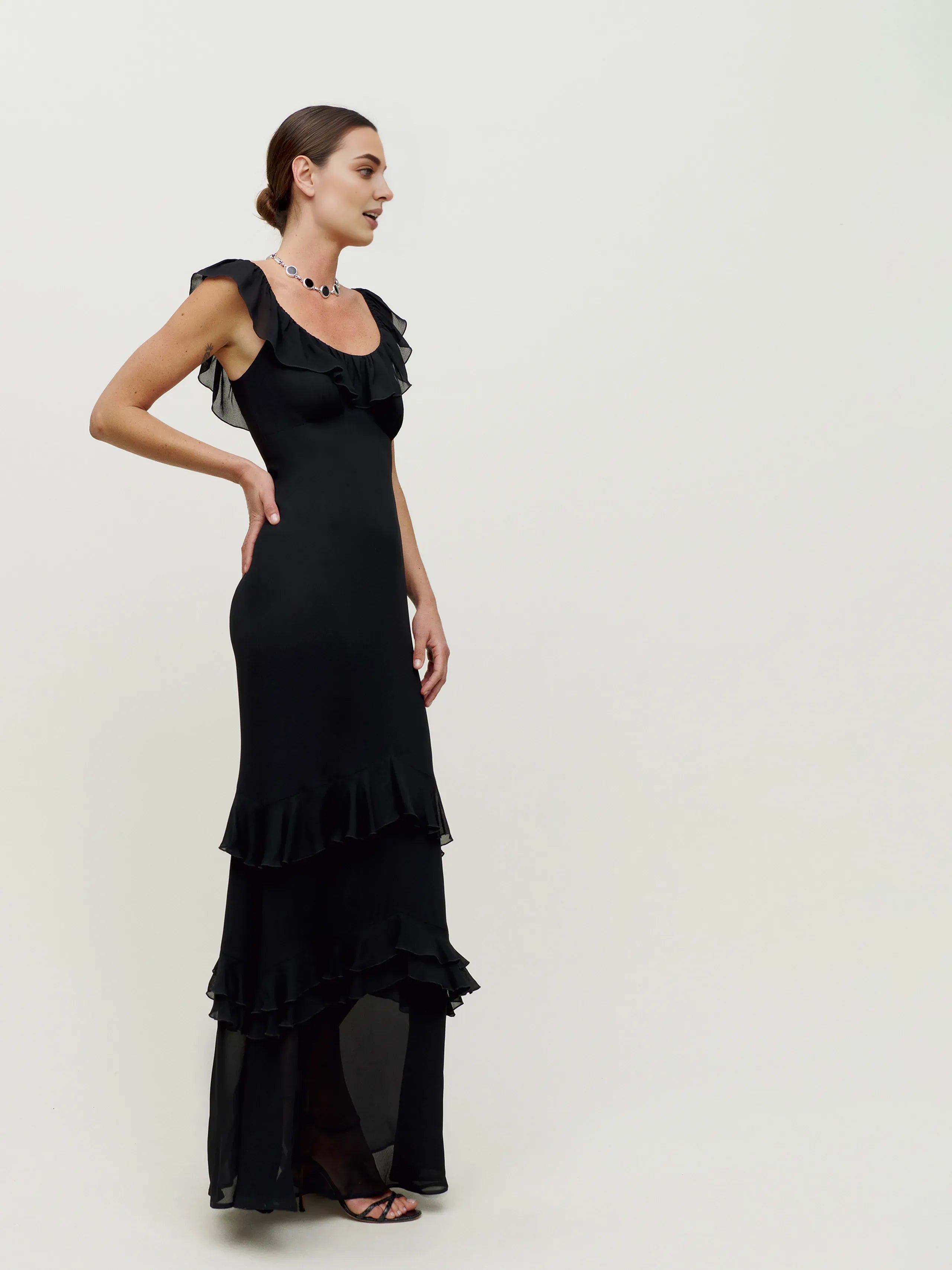 Dress Vintage Round Neck Cap Sleeve Mermaid Prom Dress Maxi Dress Sheath Backless Solid Color Evening Dress