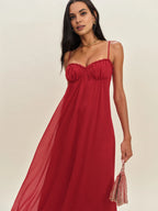 Dress Vintage Spaghetti Straps Sleeveless Mermaid Prom Dress Maxi Dress Backless A-Line Evening Dress