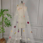 Whimsical Floral Applique Cathedral Wedding Veil