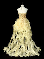 Whimsical High-Low Strapless Sweetheart Sleeveless Lace-Up Back Party Gown