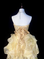 Whimsical High-Low Strapless Sweetheart Sleeveless Lace-Up Back Party Gown